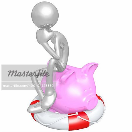 Lifebuoy Piggy Bank Concept And Presentation Figure In 3D