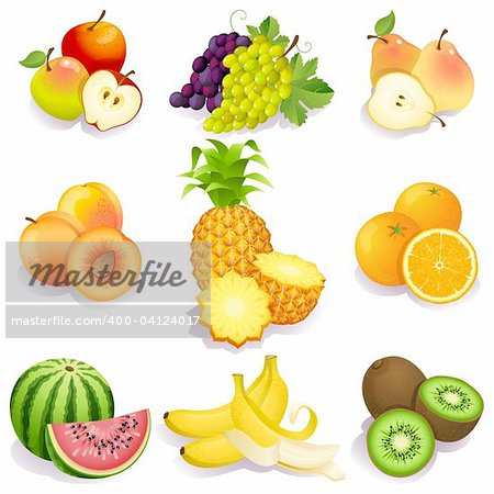 Vector illustration - set of fruits icons