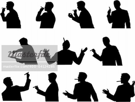 man smoking silhouettes