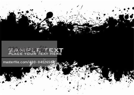 Sample text with black ink background and grunge effect