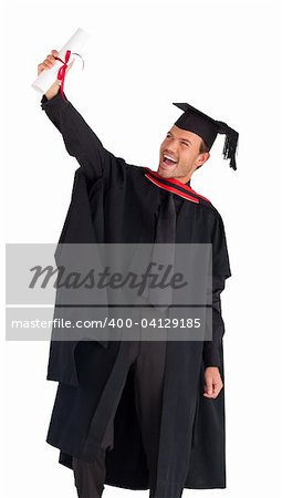 Happy attractive man celebrating his graduation