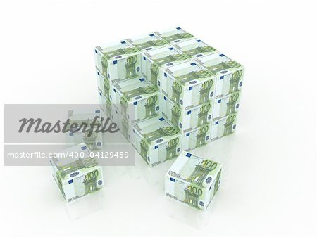 3d euro boxes in pile against a white background