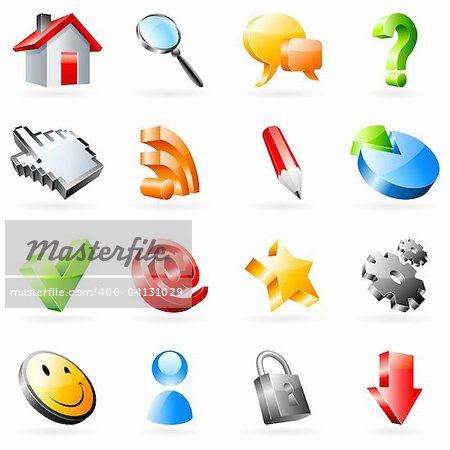 Set of 16 vector web icons.