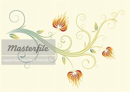 Vector illustration of style Floral Background