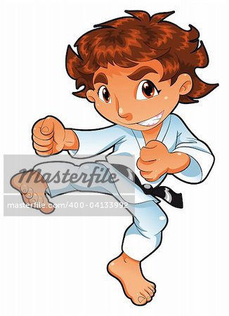 Baby Karate Player, vector and cartoon sport character