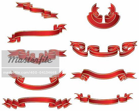 Set of different vector ribbons on white background