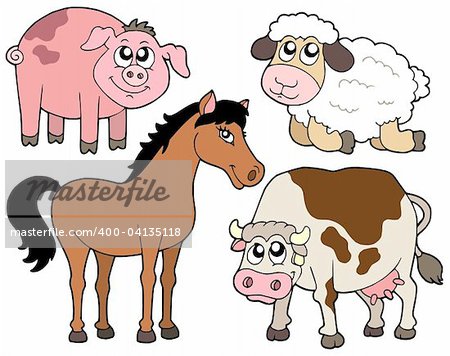 Country animals collection 2 - vector illustration.