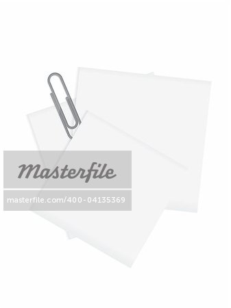 Papier-Zettel mit einer grauen Büroklammer über einem leeren Hintergrund