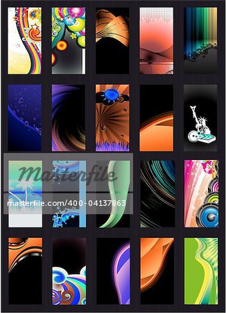 Colorful Abstract, Business, Music and Fantasy Background Card Collection Black Version - Set 2