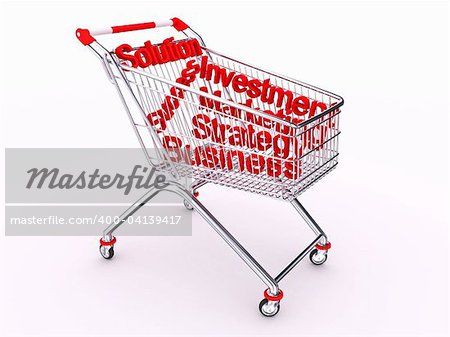 Hand cart with words on white background