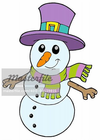 Cute cartoon snowman - vector illustration.