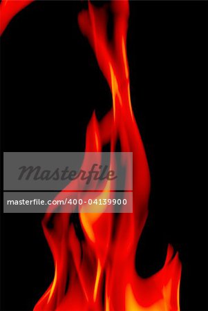 Feuer Flamme auf schwarzem Hintergrund