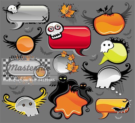 Halloween speech bubbles - vector set of design elements