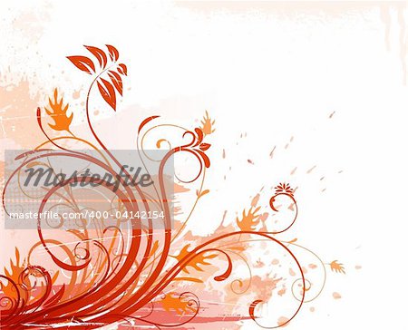 Illustration vectorielle d'orange Grunge Floral Background