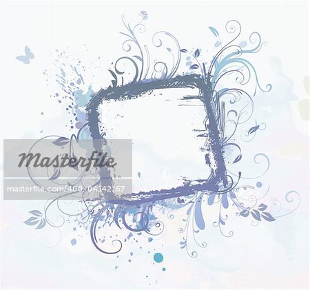 Illustration vectorielle de Grunge bleu style cadre décoratif Floral