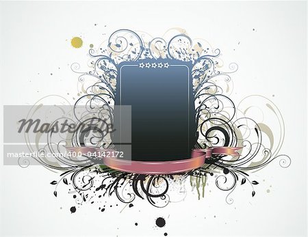 Illustration vectorielle du cadre floral Grunge décoratifs funky