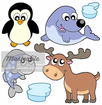 Cute winter animals - vector illustration.