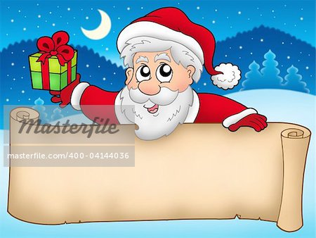 Banner with cute Santa Claus - color illustration.