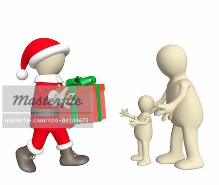 Santa Claus, a giving gift to the child