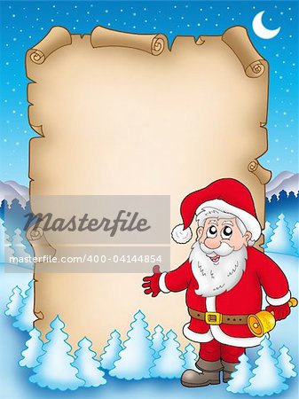 Christmas parchment with Santa Claus 4 - color illustration.