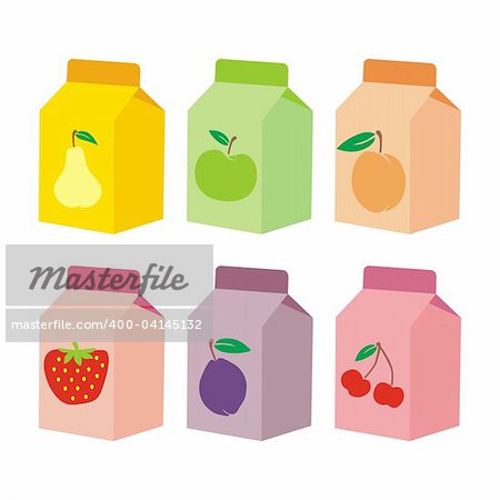 fully editable vector illustration of isolated juice carton boxes ready to use