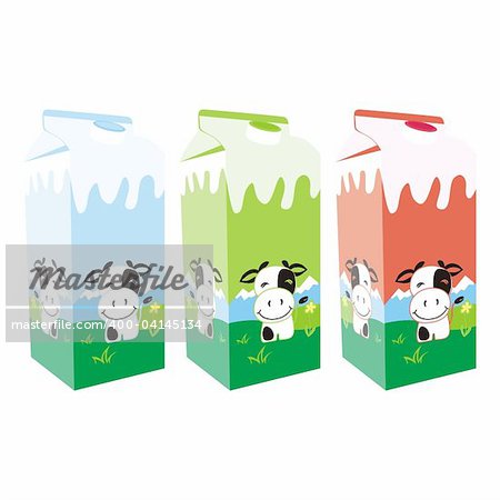 fully editable vector illustration of isolated milk carton box set ready to use