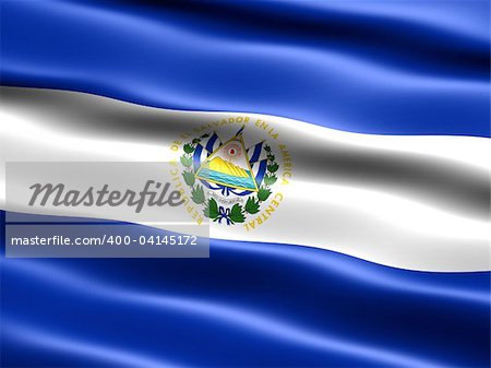 Flag of El Salvador, computer generated illustration with silky appearance and waves