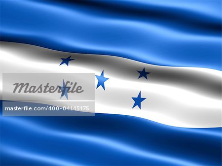 Flag of Honduras, computer generated illustration with silky appearance and waves