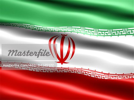 Flag of the Islamic Republic of Iran, computer generated illustration with silky appearance and waves