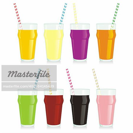 fully editable vector illustration of isolated juice glasses