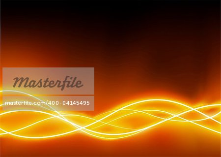 A vector illustrated   futuristic background resembling red motion blurred neon light curves