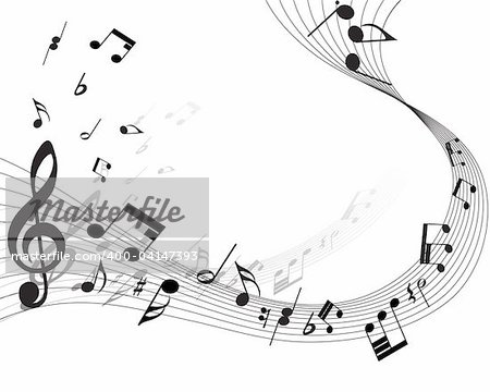 Vector musical notes staff background for design use