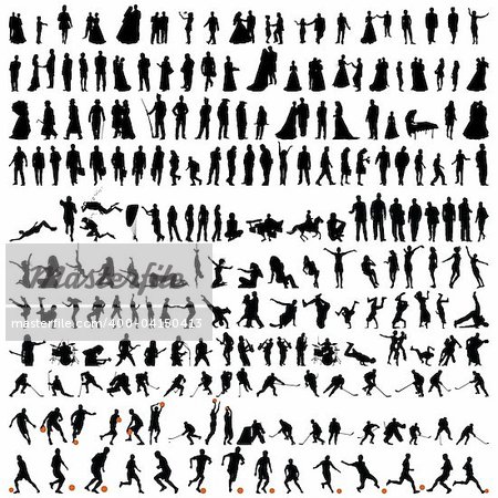 Biggest collection of people silhouettes  in different poses