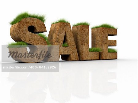 Grass land in the shape of the word SALE - 3D render