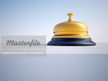 Close up of ringing reception bell - 3d render