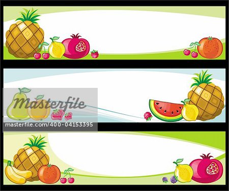 Collection of fruit related banner with space for your message.