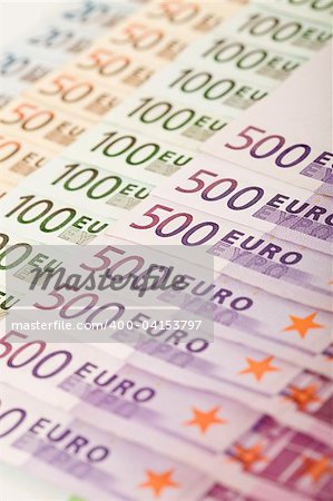 Euro banknote series background - shallow depth of field