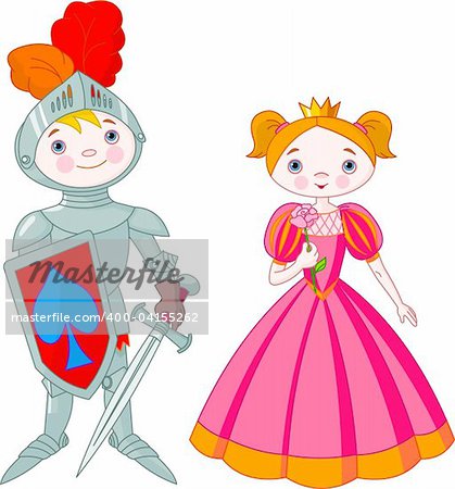 Little boy as a knight and girl as a princess