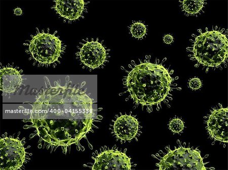 3d rendered close up some h1n1 viruses