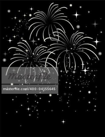 Shimmer fireworks in a night sky background