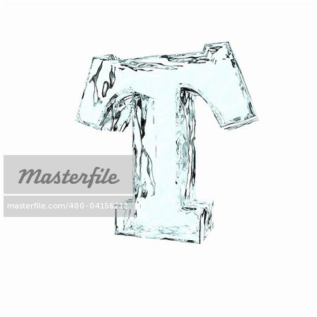 frozen uppercase letter T on white background - 3d illustration