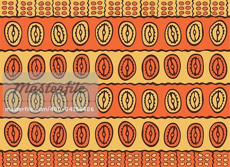 Vector pattern including ethnic African motive with multicolored typical elements