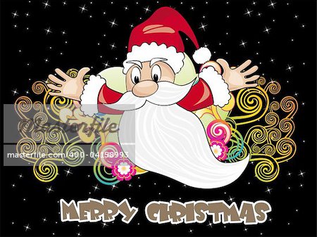 night background with creative artwork, flying santa claus