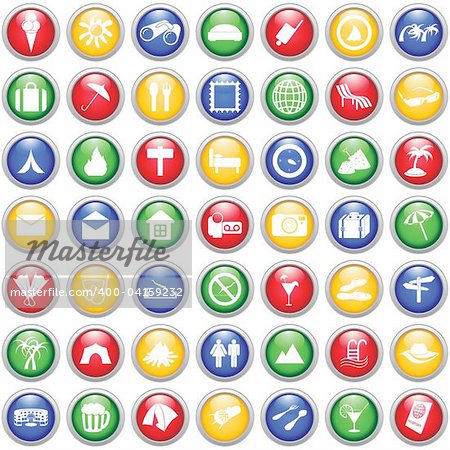 Travel set of different vector web icons