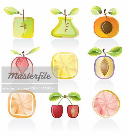 Abstract fruit icons - vector icon set
