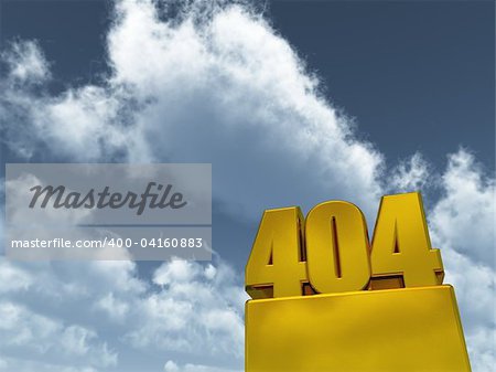 the number 404 under cloudy blue sky - 3d illustration