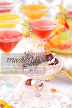 Sweet pralines and coctails birthday party or carnival