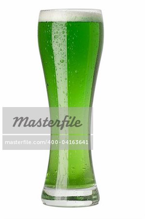 Photo of a tall glass of green beer for St. Patrick's Day. Photo of a tall glass of green beer for St. Patrick's Day.