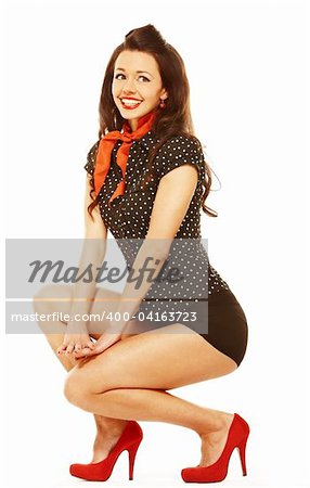 Pinup girl isolated over white background