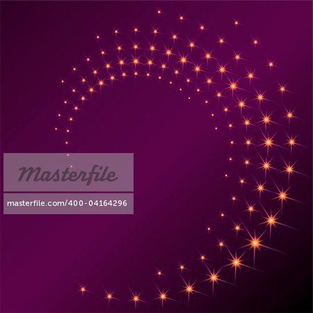 Background with a purplish spiral of sparks. Graphics are grouped and in several layers for easy editing. The file can be scaled to any size.